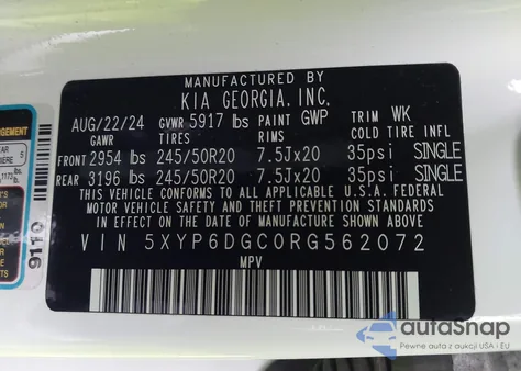 2024 Kia Telluride S from USA, damaged, VIN 5XYP6DGC0RG562072